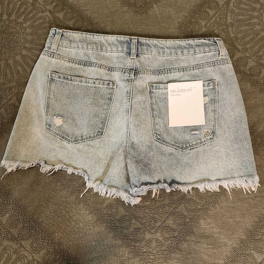 😀 Light Blue Distressed Denim Shorts - Picture 6 of 11